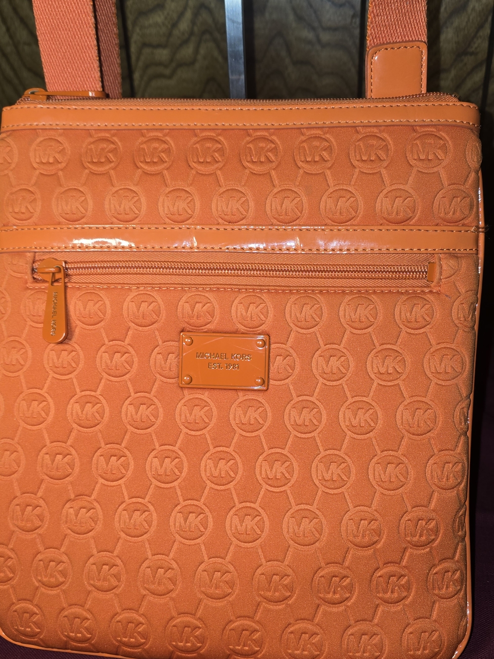 Michael Kors Orange Embossed Crossbody Bag